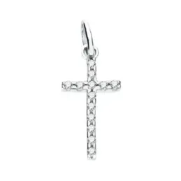 Cruz colgante oro blanco 9k mujer 22 mm. circonitas
