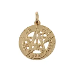 Colgante oro 18k tetragramatón 21mm. amuleto estrella protección esot