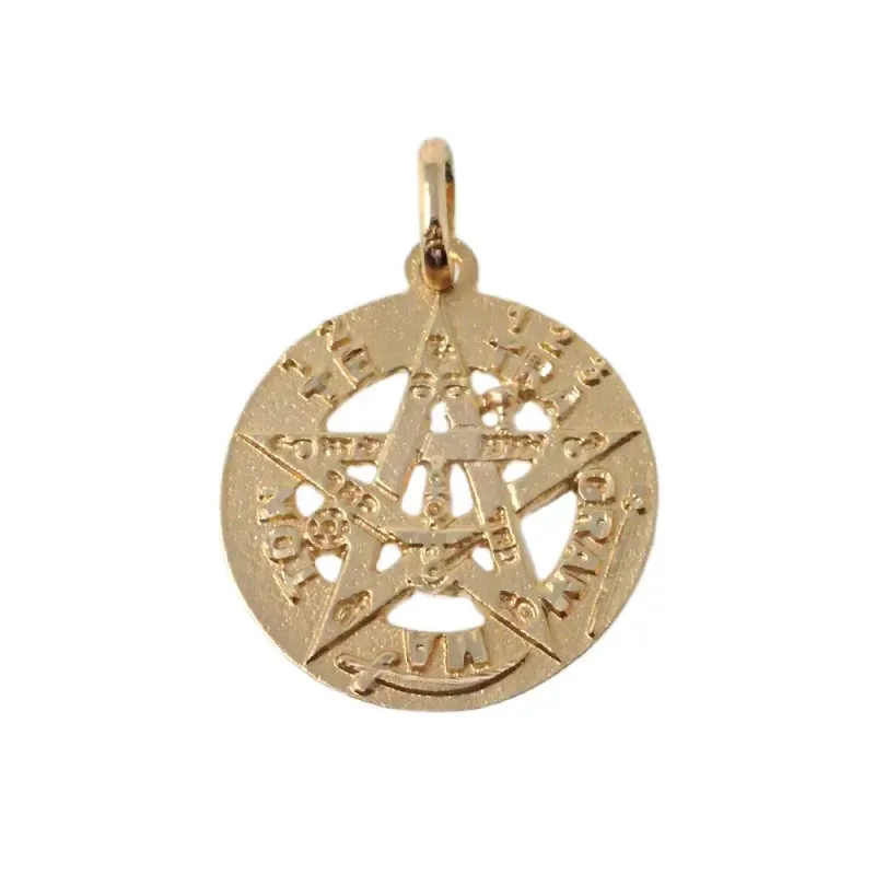 Colgante oro 18k tetragramatón 21mm. amuleto estrella protección esot