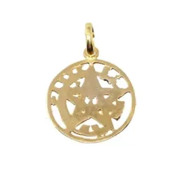 Colgante oro 18k tetragramatón 19mm. unisex amuleto estrella calado