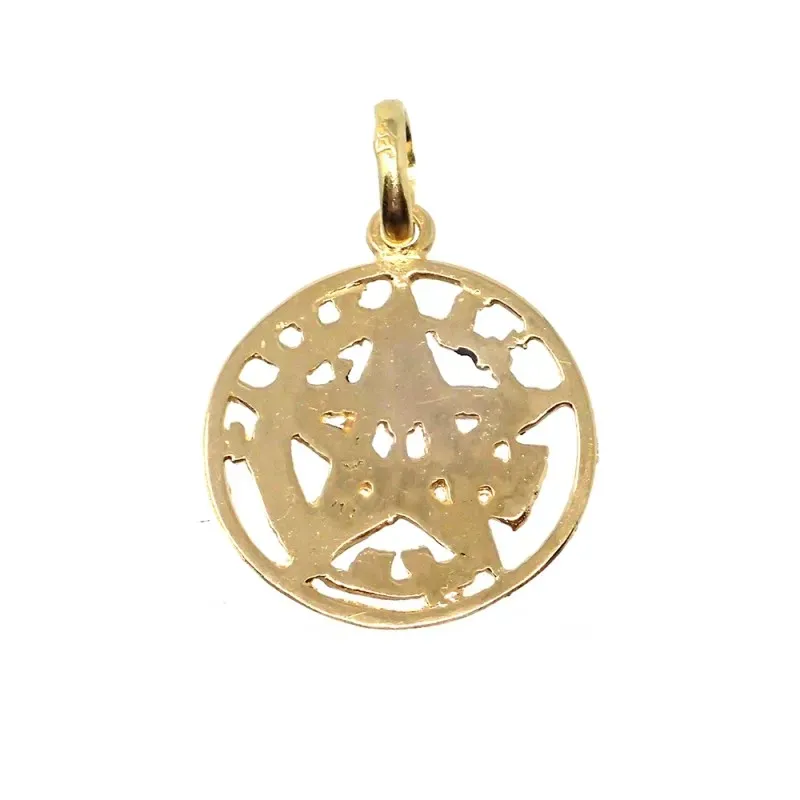 Colgante oro 18k tetragramatón 19mm. unisex amuleto estrella calado
