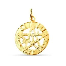 Colgante oro 18k tetragramatón 16mm. amuleto unisex centro estrella p