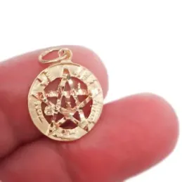 Colgante oro 18k tetragramatón 16mm. amuleto unisex centro estrella p