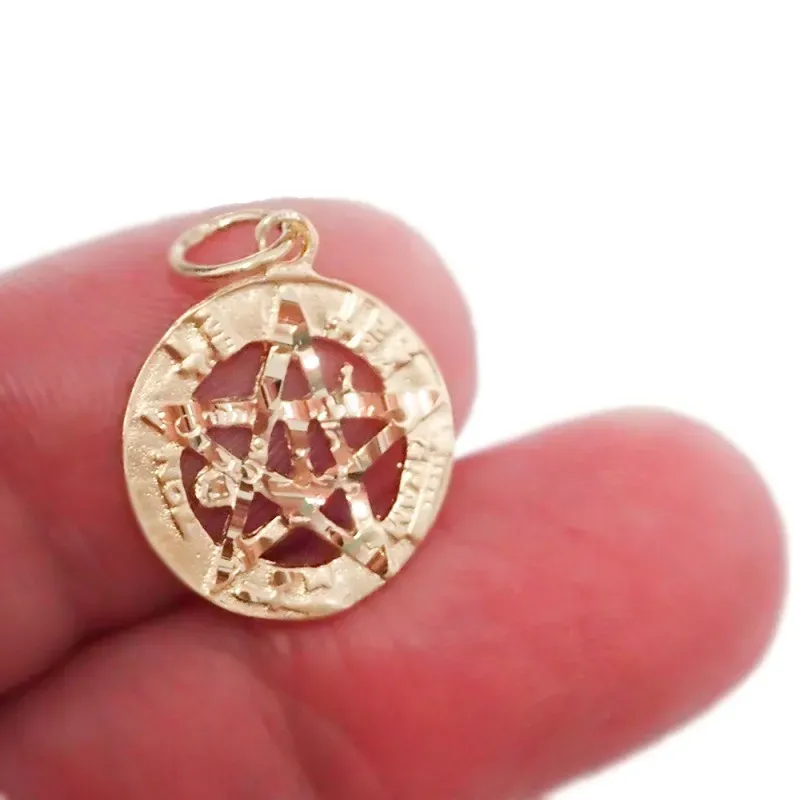Colgante oro 18k tetragramatón 16mm. amuleto unisex centro estrella p