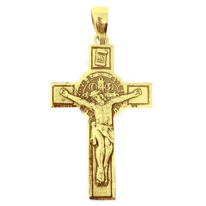 San Benito Cruz Crucifijo oro 18k unisex 38 mm. Detalles realistas