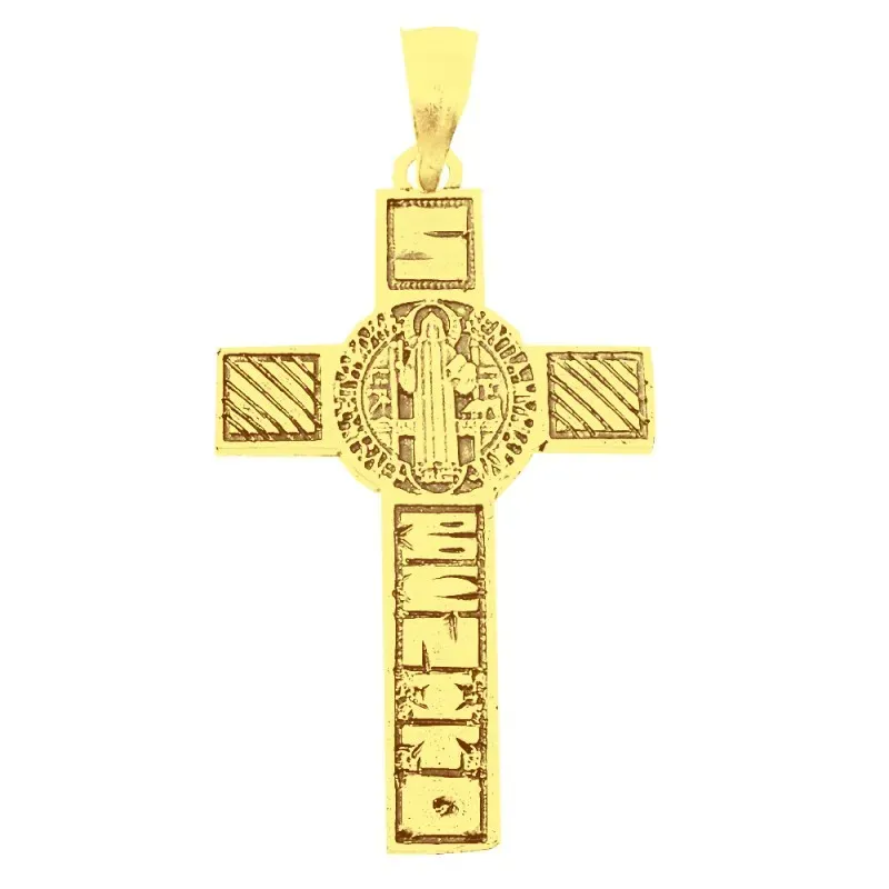 San Benito Cruz Crucifijo oro 18k unisex 38 mm. Detalles realistas