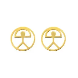 Pendientes oro 18k mujer 10 mm. Indalo centro círculo calado presión