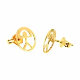 Pendientes oro 18k mujer 10 mm. Indalo centro círculo calado presión