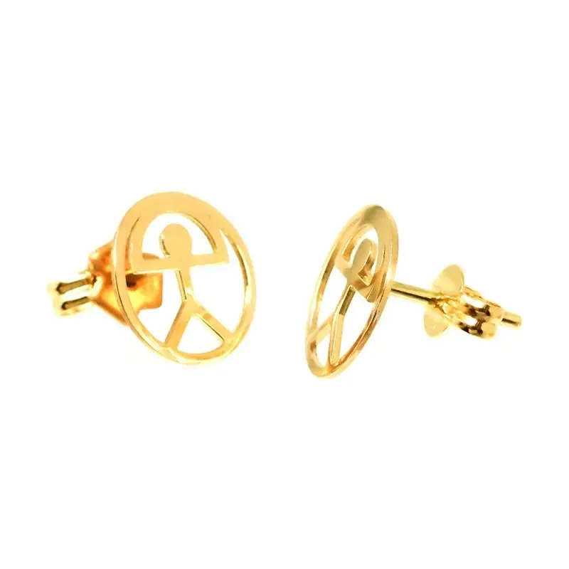 Pendientes oro 18k mujer 10 mm. Indalo centro círculo calado presión