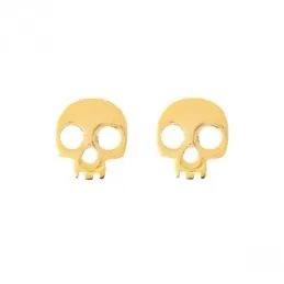 Pendientes oro 18k niña 5 mm. forma calavera lisa calada presión