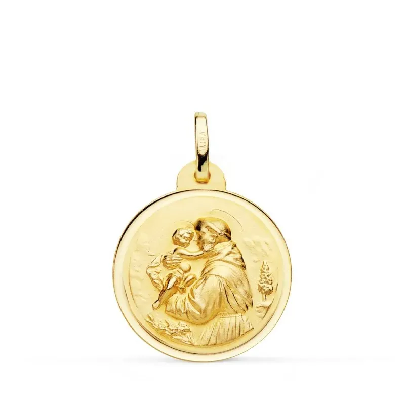 San Antonio medalla oro 18k unisex 20 mm. bisel liso