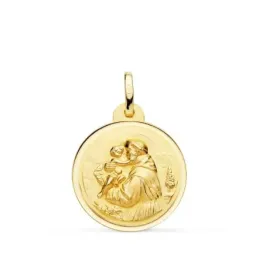 San Antonio medalla oro 18k unisex 20 mm. bisel liso