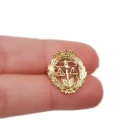 Alfiler oro 18k broche insignia profesional Derecho unisex 18 mm. esc