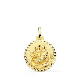 San Antonio medalla oro 18k unisex 18 mm. borde cruzado tallado
