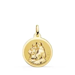 San Antonio medalla oro 18k unisex 18 mm. brillo bisel liso