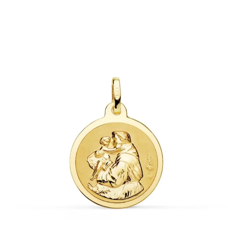 San Antonio medalla oro 18k unisex 18 mm. brillo bisel liso
