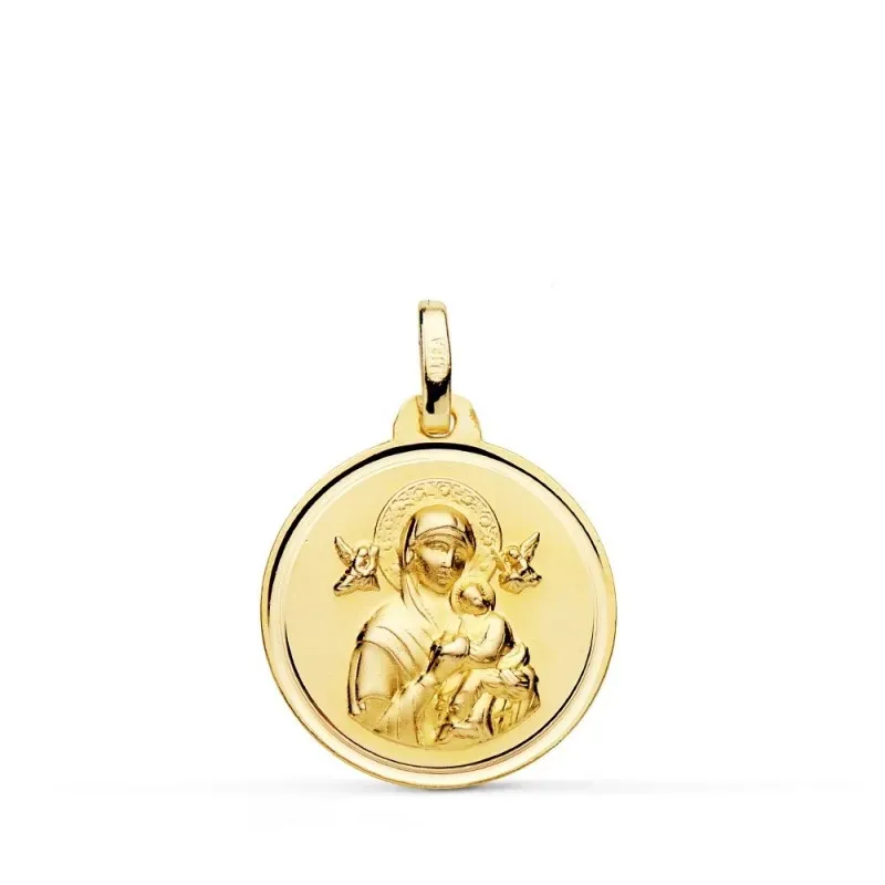 Virgen del Perpetuo Socorro medalla oro 18k unisex 18 mm. detalles re