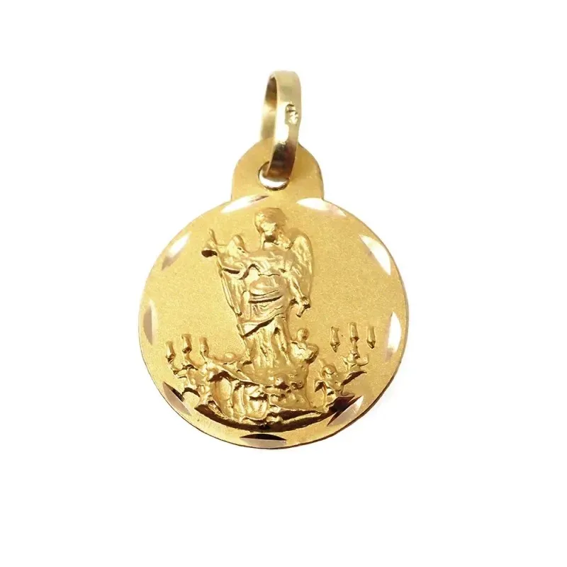 Escapulario San Rafael y Virgen de los Dolores medalla oro 18k unisex