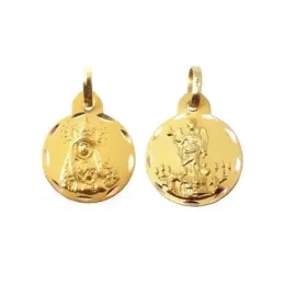 Escapulario San Rafael y Virgen de los Dolores medalla oro 18k unisex