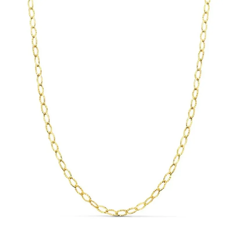 Cadena oro 18k forzada 45 cm. eslabones detalles tallados 2.5 mm. rea