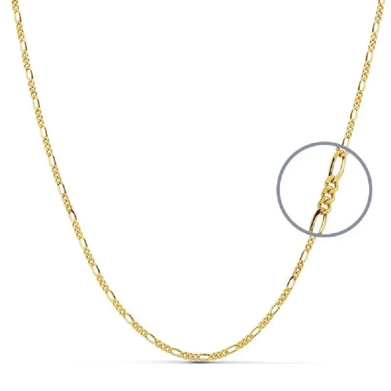Cadena oro 18k unisex 40 cm. hueca 3x1 eslabón 2 mm.