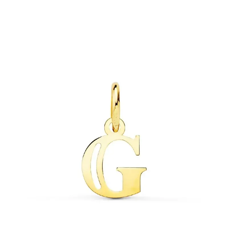 Colgante oro 18k letra G mayúscula 11mm. doble tira calada lisa