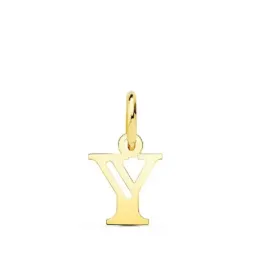 Colgante oro 18k letra Y mayúscula 11mm. doble tira calada lisa