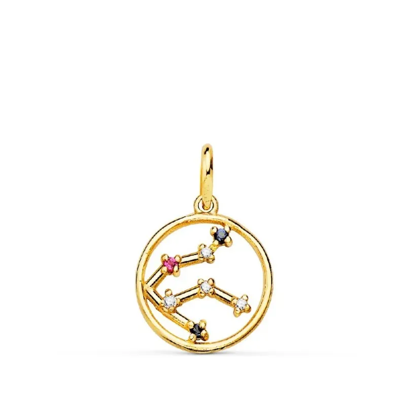 Colgante signos del zodiaco oro 18k mujer 12 mm. constelación ACUARIO