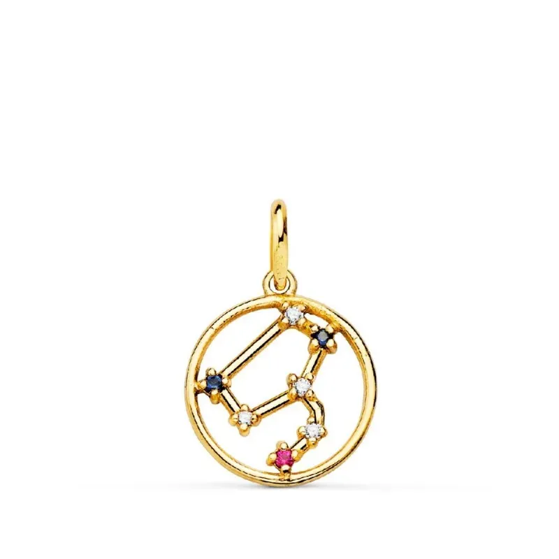 Colgante signos del zodiaco oro 18k mujer 12 mm. constelación LEO hor