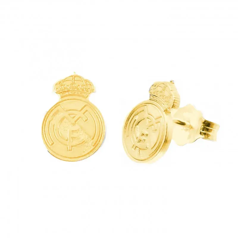 Real Madrid pendientes oro 18k macizos escudo 11 mm. detalles realist