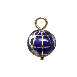 Bola del Mundo 8 mm. Colgante Oro 18k Lapislázuli natural esmaltado