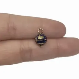 Bola del Mundo 8 mm. Colgante Oro 18k Lapislázuli natural esmaltado