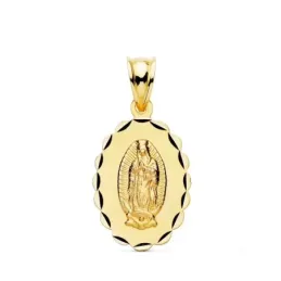Virgen de Guadalupe Medalla Oro 18k unisex 21 mm. ovalada tallada bor