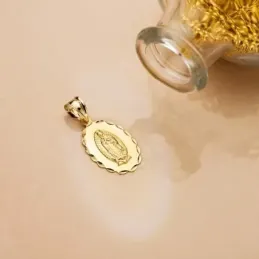 Virgen de Guadalupe Medalla Oro 18k unisex 21 mm. ovalada tallada. Gr