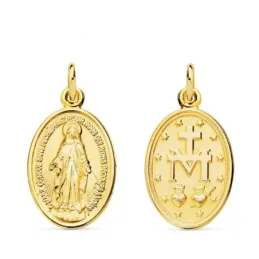 Virgen Milagrosa Medalla Oro 18k unisex 20 mm. ovalada