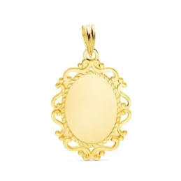 Virgen Milagrosa Medalla Oro 9k unisex 23 mm. detalles calados formas