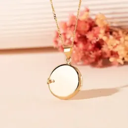 Guardapelo Colgante Oro 18k mujer 21 mm. esmaltado azul circonita cen