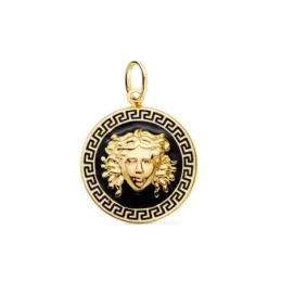 Colgante Oro 18k 20 mm. detalle medusa centro borde greca esmaltado n