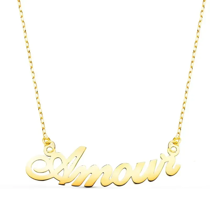 Gargantilla Oro 18k mujer 42.5 cm. detalle mensaje AMOUR centro 30 mm
