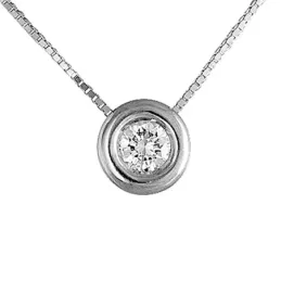 Colgante con cadena Oro Blanco 18k modelo Atenas (1 diamante 4,25mm. 0,33cts.) Colgante:8,30mm.