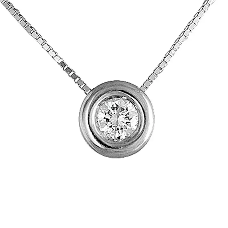 Colgante con cadena Oro Blanco 18k modelo Atenas (1 diamante 4,25mm. 0,33cts.) Colgante:8,30mm.