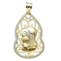 Medalla colgante oro 9k Virgen Niña 27x18 lágrima [6737]