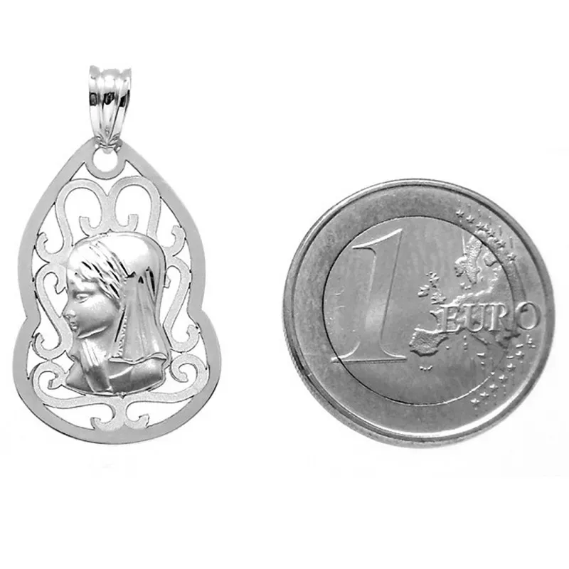 Medalla colgante oro 9k Virgen Niña 27x18 lágrima [6737]