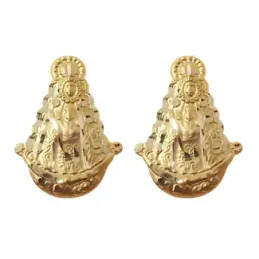 Pendientes oro 18k Virgen del Rocío silueta 17mm. presión [7087]