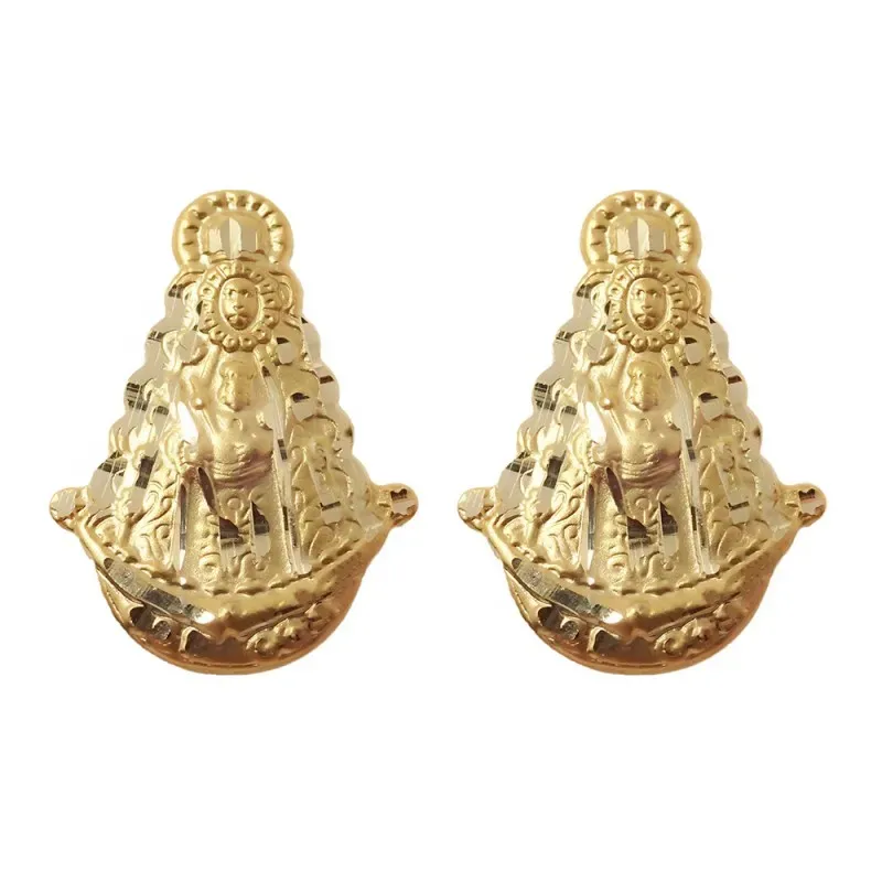 Pendientes oro 18k Virgen del Rocío silueta 17mm. presión [7087]