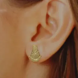 Pendientes oro 18k Virgen del Rocío silueta 17mm. presión [7087]