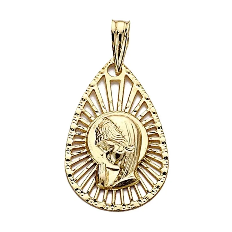 Medalla oro 18k Virgen Niña 22mm. lágrima calada [9023]