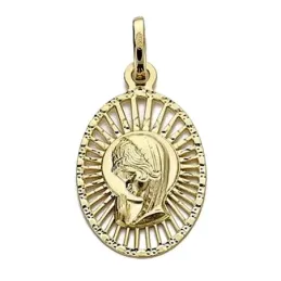 Medalla oro 18k Virgen Niña 22mm. calada oval [9025]