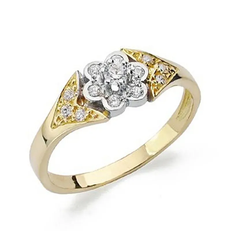 Sortija oro 18k bicolor circonitas comunión [9054S]