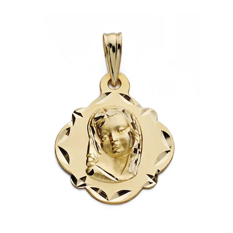 Medalla oro 18k Virgen Niña 19mm. [AA0606]